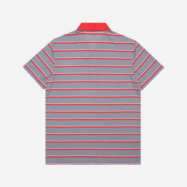 Camisas Polo Fila Hombre Rojas / Gris - Golf Pinstripe S/S - España 326107MVR